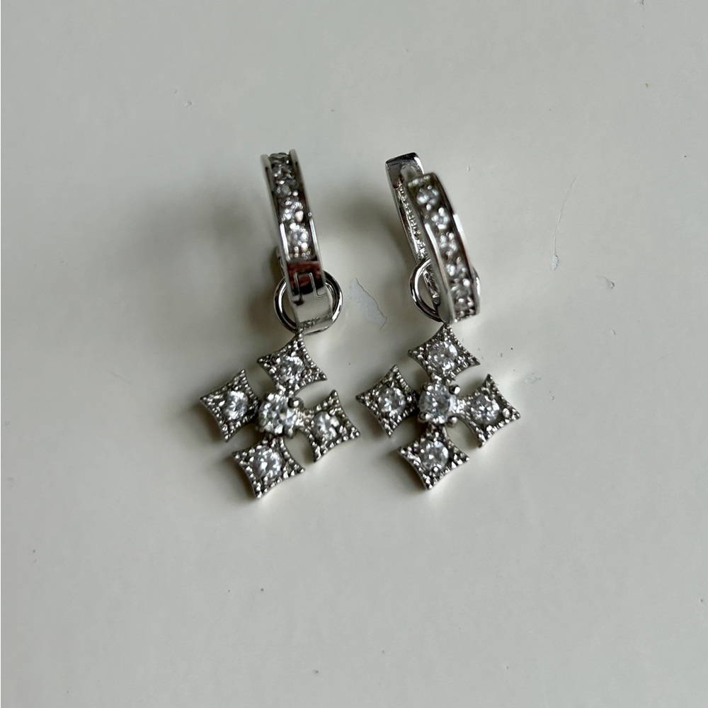 Small Rhinestone Cross Earrings